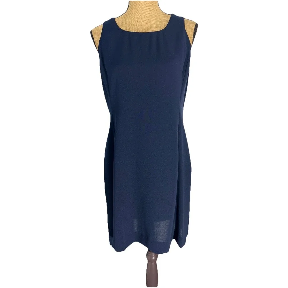 Jones New York Navy Sheath Dress Petite 12P Sleeveless Career Work Office NWT - Picture 4 of 10